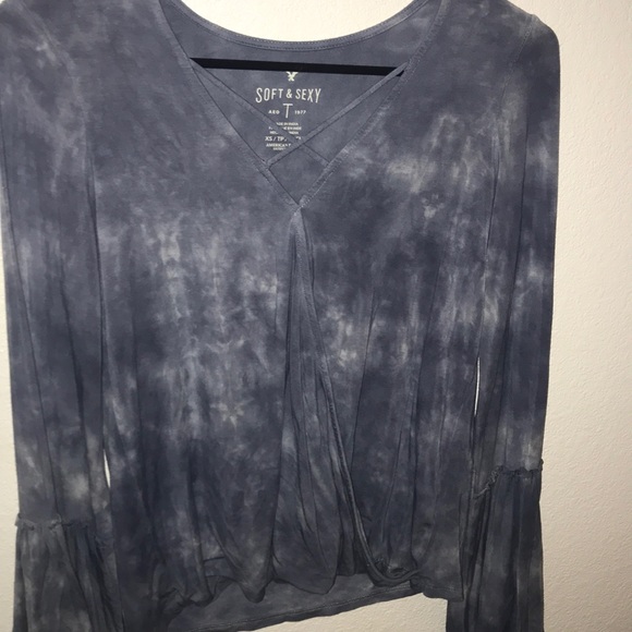 american eagle blue flowy top - Picture 1 of 3